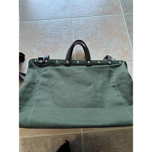 Line of Trade Dark Green‎ Canvas Leather Trim Travel Tote Bag Shoulder Strap - Picture 5 of 11